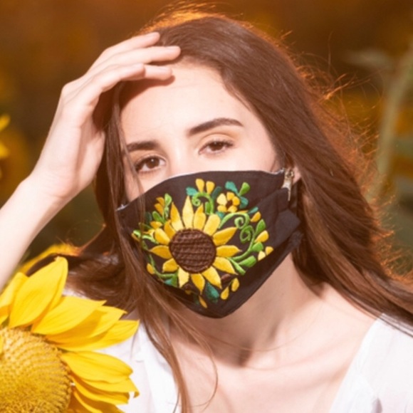 Sunflower Face Mask Embroidered Floral Girasol - Picture 2 of 5